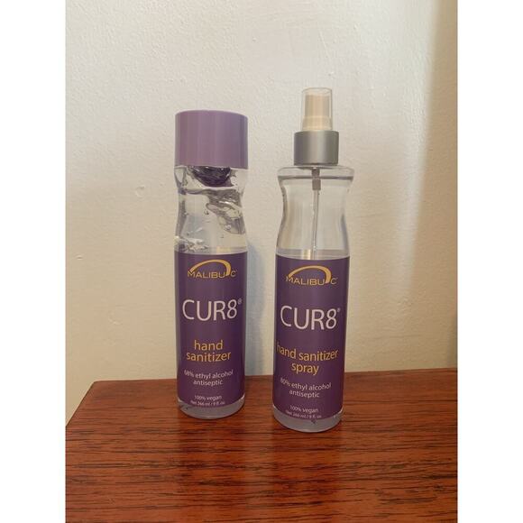 Malibu C Cur 8 Hand Sanitizer Bundle Gel spray ethyl antiseptic NEW vegan 9oz - Picture 2 of 6